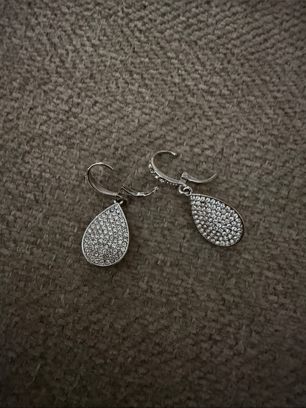 Givenchy Silver Pavé Teardrop Dangle Earrings